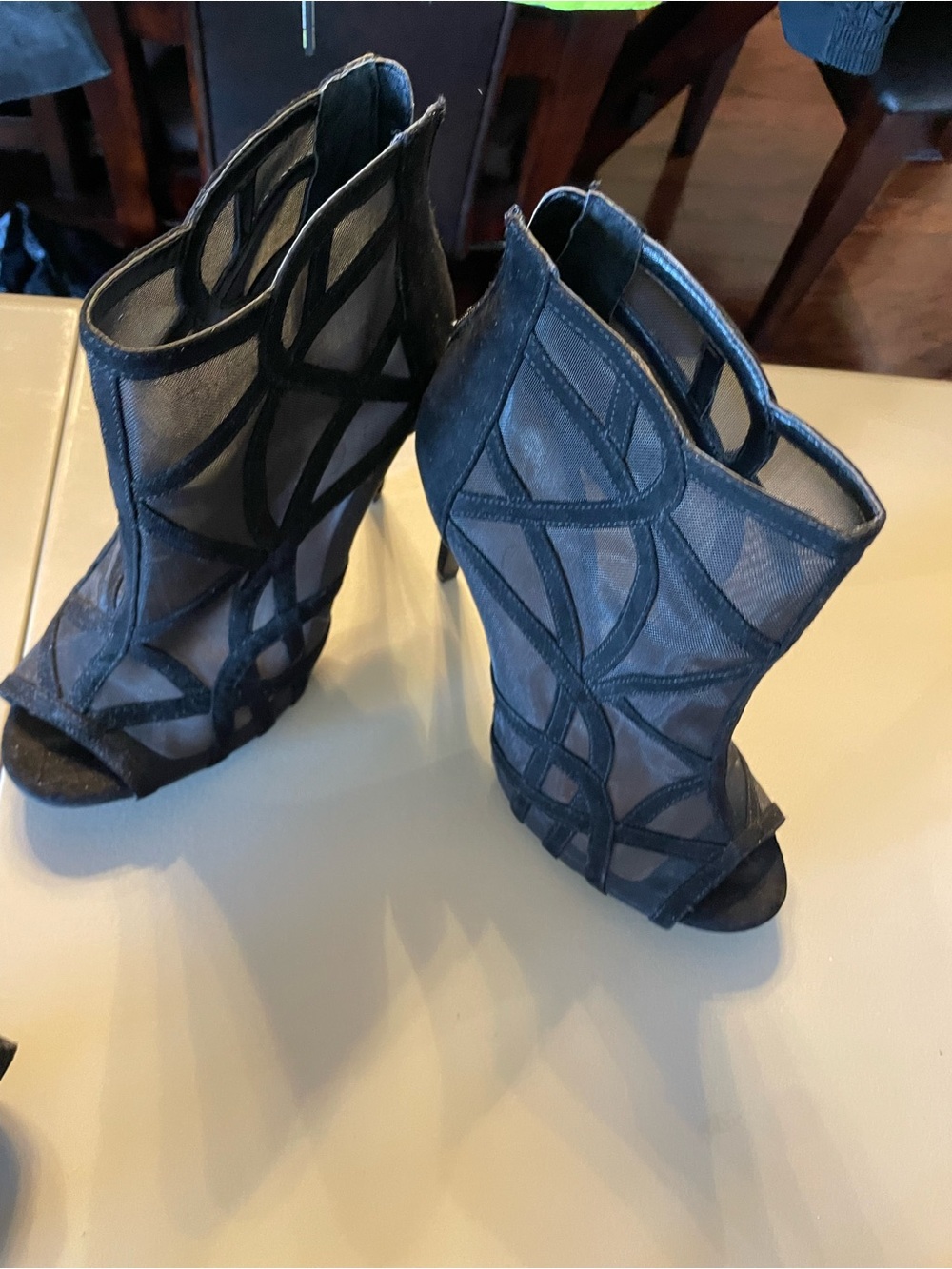 Jessica Simpson Black Mesh Cutout Stiletto Booties